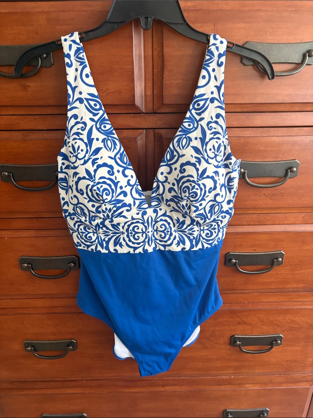 Boden Blue & White Floral-Print One-Piece Swimsuit